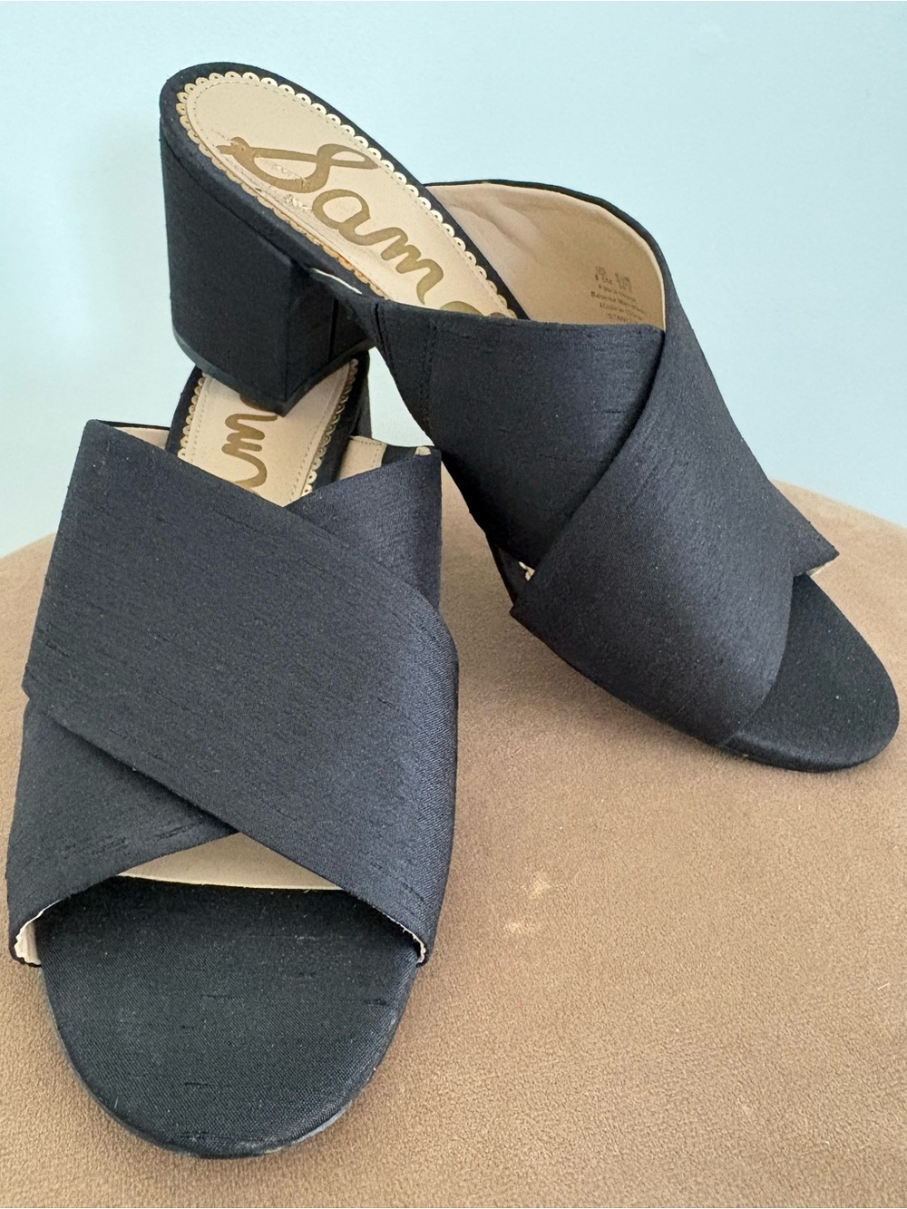 Sam Edelman Black Crossband Block Heel Mules 🖤8.5